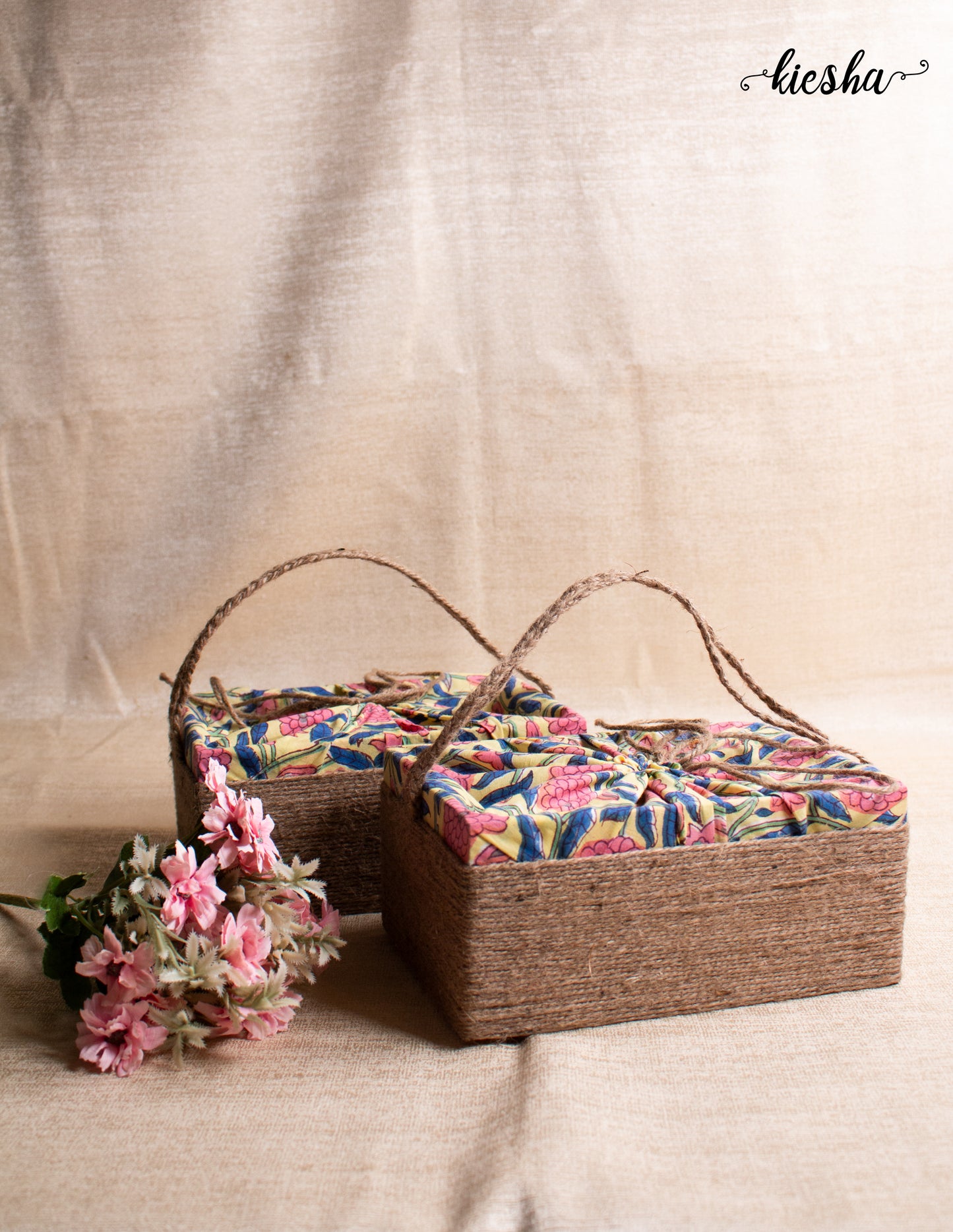 Floral Print Sutli Basket Covered
