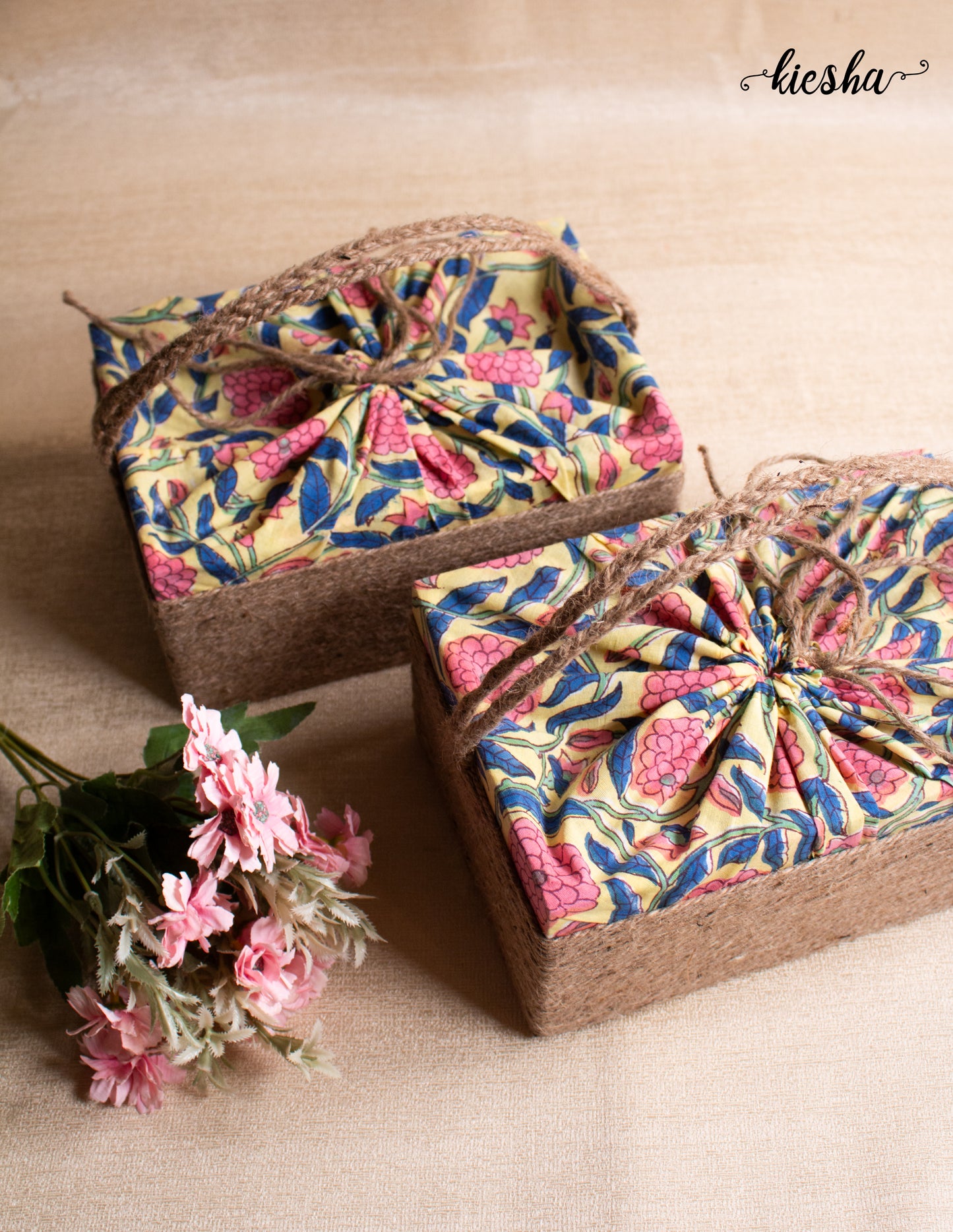 Floral Print Sutli Basket Covered
