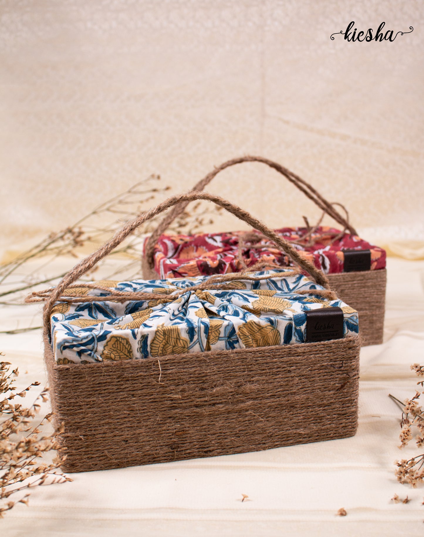 Floral Print Sutli Basket Covered