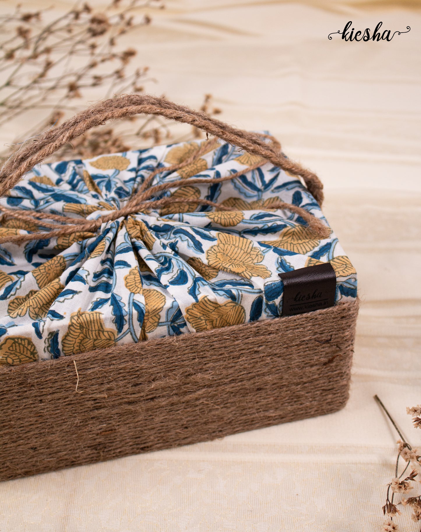 Floral Print Sutli Basket Covered