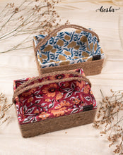 Load image into Gallery viewer, Floral Print Sutli Basket Open