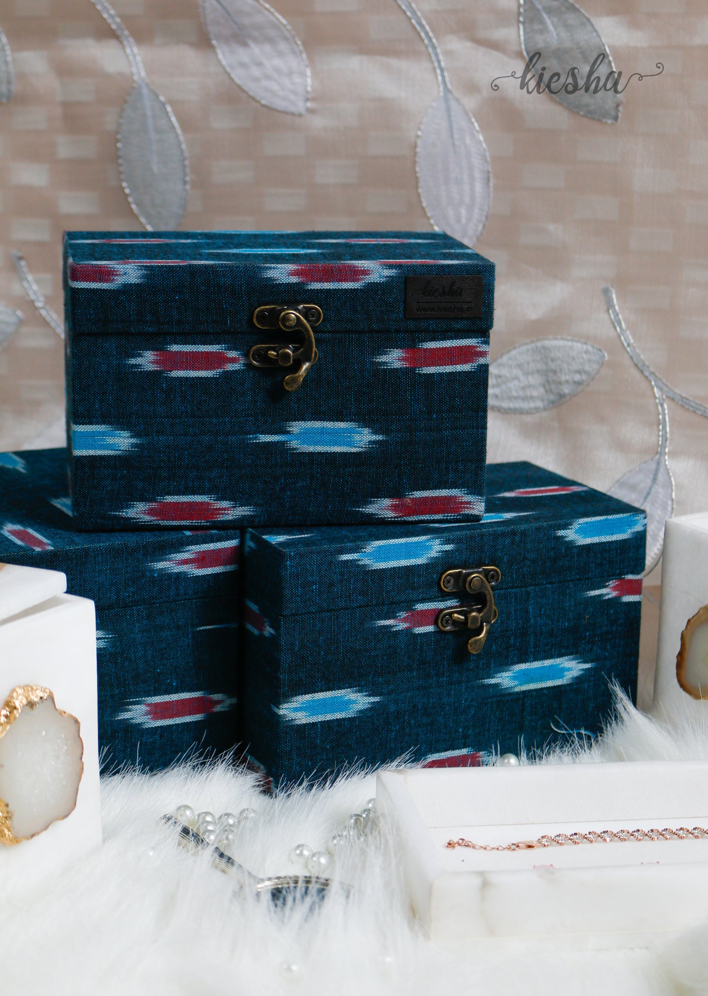 Jewellery Box Ikat Blue