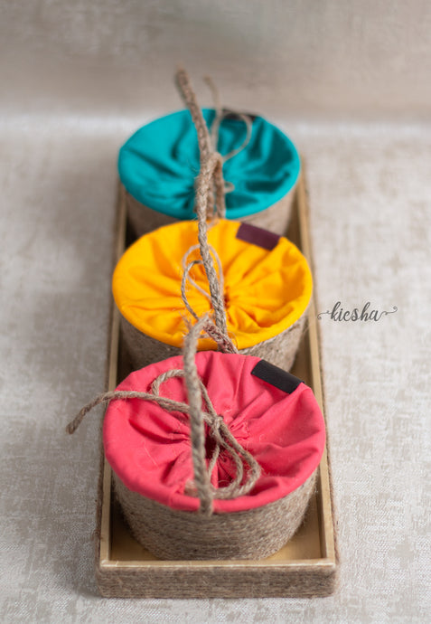 Tray of 3 - Sutli Basket Round (covered)